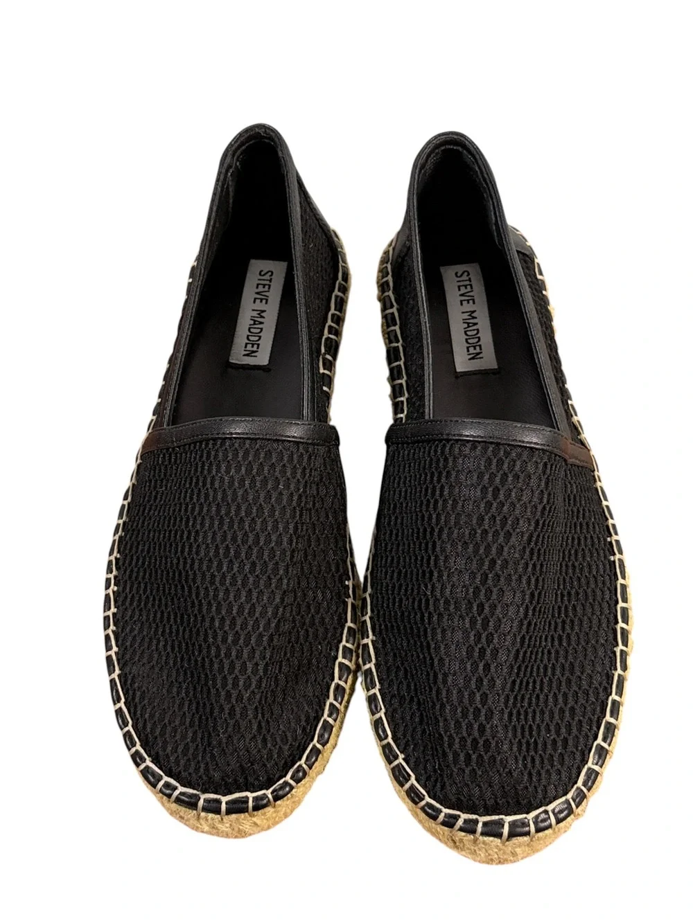 Steve Madden Batwalk Black Mesh Espadrille Platform Loafers Women’s 9.5